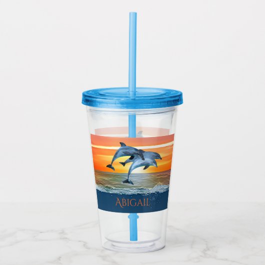 Personalisiertes Delphin Ocean Beach Geschenk für Acryltrinkbecher (Vorderseite)