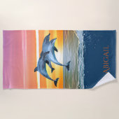 Personalisiertes Delphin Ocean Beach Geschenk für Strandtuch (Vorderseite)