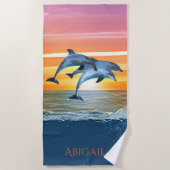 Personalisiertes Delphin Ocean Beach Geschenk für Strandtuch (Vorderseite)