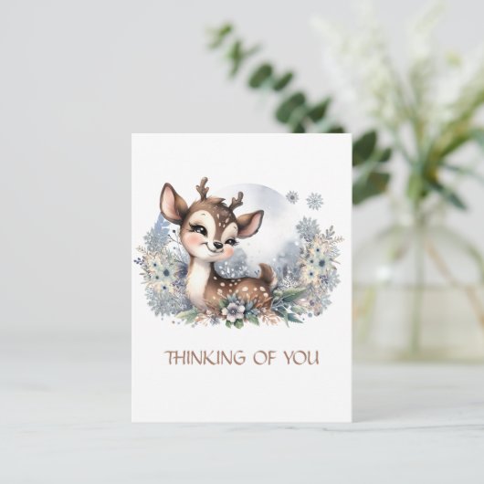 Personalisiertes Denken Sie an Winterhirsche niedl Postkarte (Stehend Vorderseite)