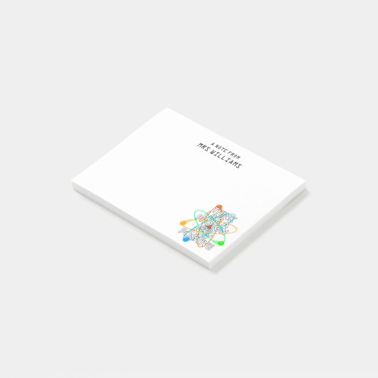 Personalisiertes DENKEN WIE EIN PROTON UND BLEIBE Post-it Klebezettel (angewinkelt)