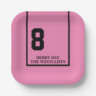 Personalisiertes Derby Party Pferd 8 Rosa Pappteller