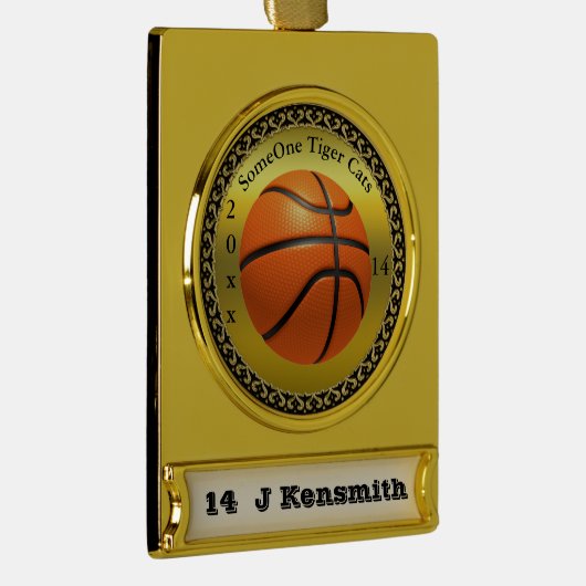 Personalisiertes Design der Basketball Champions L Banner-Ornament Gold (Rechts)