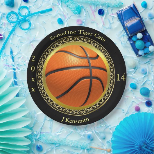 Personalisiertes Design der Basketball Champions L Pappteller (Party)