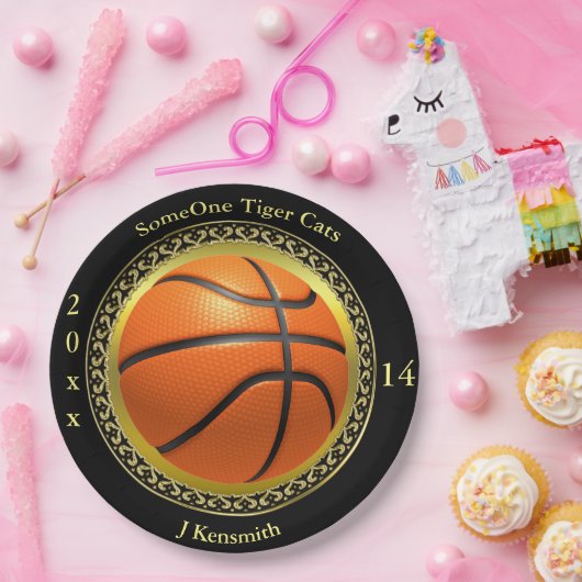 Personalisiertes Design der Basketball Champions L Pappteller (Party)