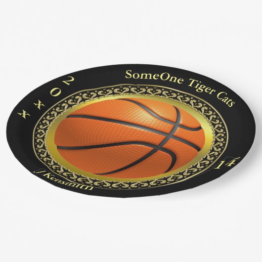 Personalisiertes Design der Basketball Champions L Pappteller (Schrägansicht)