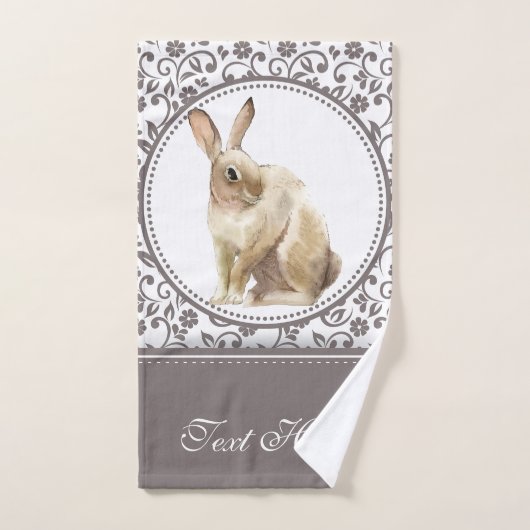 Personalisiertes Design des Floral Oaster Kaninche Badhandtuch Set (Handtuch)