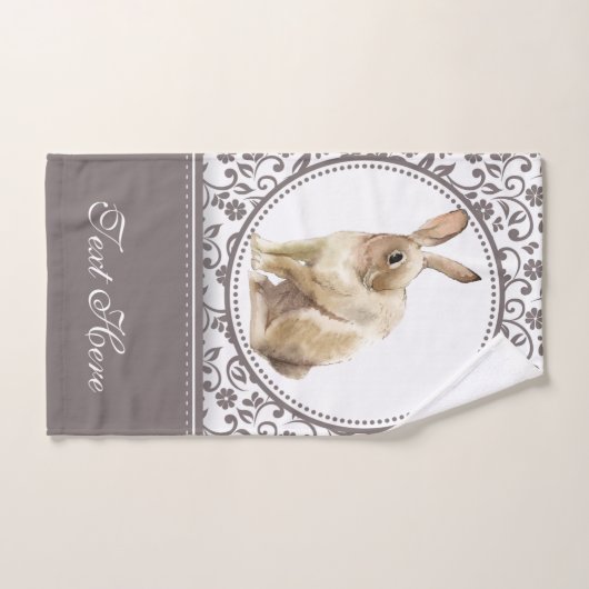 Personalisiertes Design des Floral Oaster Kaninche Badhandtuch Set (Handtuch)