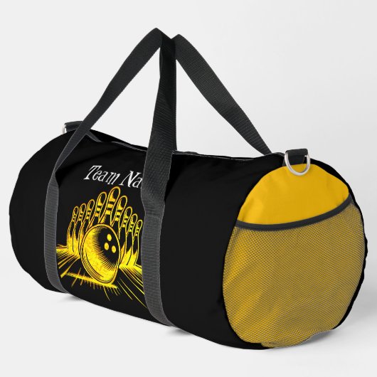 Personalisiertes Design des Golden Bowling Team Duffle Bag (Rechte Ecke)