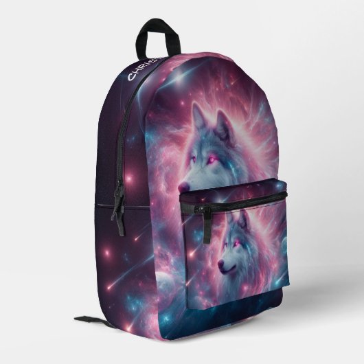 Personalisiertes Design des Himmelwolfs2 Bedruckter Rucksack (Rückseitige Ecke links)