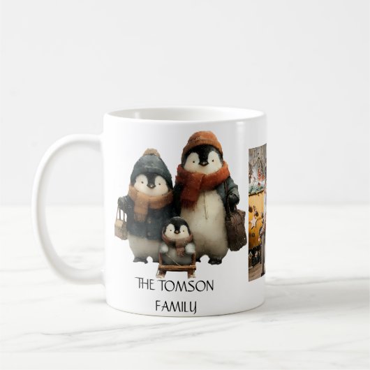 Personalisiertes Design für die Winter-Pinguinfami Kaffeetasse (Links)