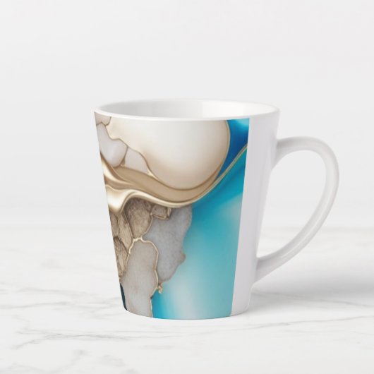 Personalisiertes Design in Blau und Gold Milchtasse (Rechts)