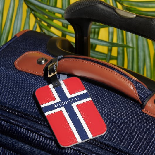 Personalisiertes Design mit norwegischer Flagge un Gepäckanhänger (Vorderseite Insitu 1)