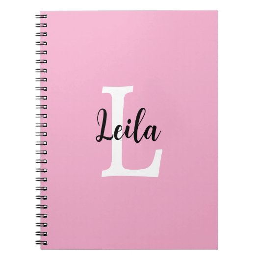 Personalisiertes Design mit rosa Monogramm-Schrift Notizblock (Vorderseite)