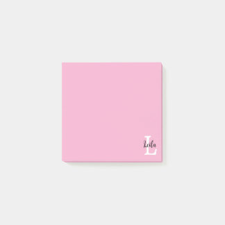 Personalisiertes Design mit rosa Monogramm-Schrift Post-it Klebezettel