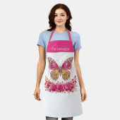 Personalisiertes Design mit rosa Schmetterlingsros Schürze (Getragen)