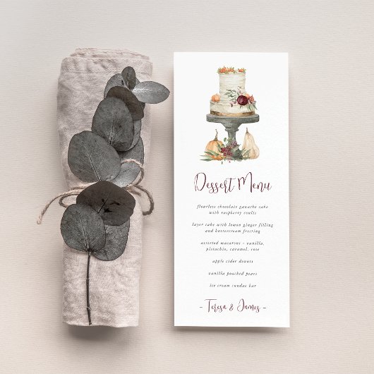 Personalisiertes Dessert aus Fallschicht Menükarte