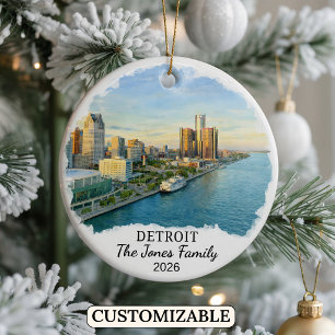 Personalisiertes Detroit-Ornament, Benutzerdefinie Keramik Ornament