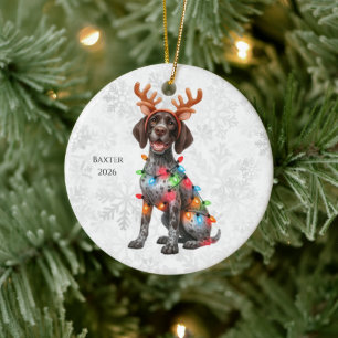 Personalisiertes Deutsch Drahthaar Weihnachten Keramik Ornament