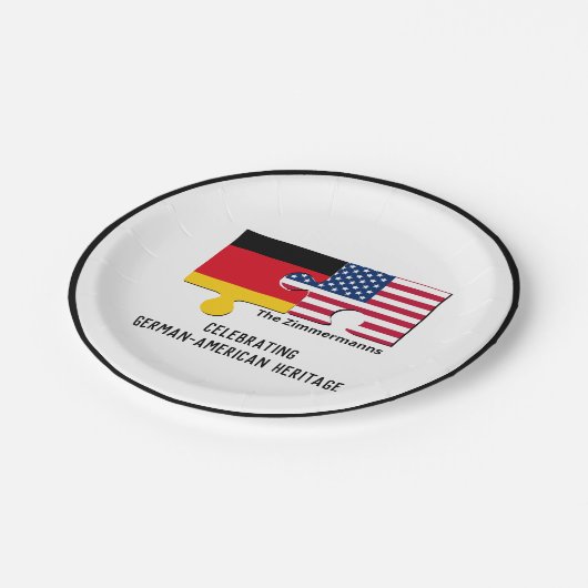 Personalisiertes DEUTSCHES AMERIKA Pappteller (Schrägansicht)