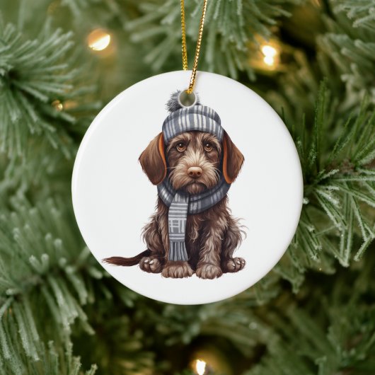 Personalisiertes deutsches Drahthaar Pointer Dog Keramik Ornament (Baum)