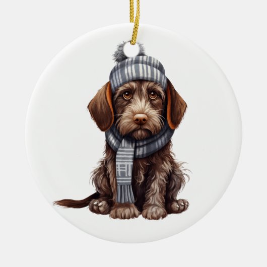 Personalisiertes deutsches Drahthaar Pointer Dog Keramik Ornament (Vorne)