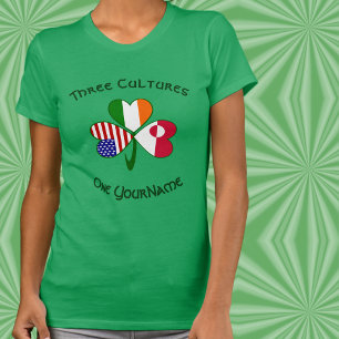 Personalisiertes Deutschland Irland USA Shamrock D T-Shirt