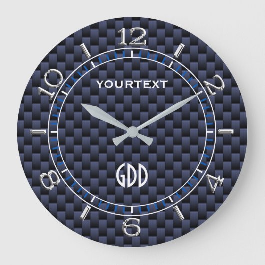 Personalisiertes Dial für Royal Blue Carbon Fibre Große Wanduhr (Vorderseite)