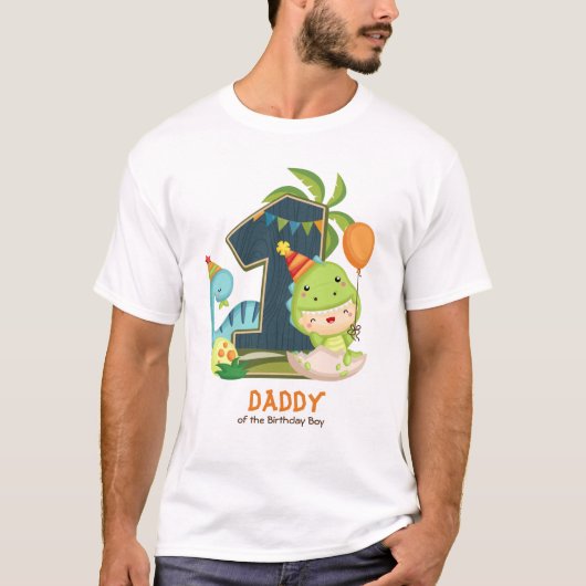 Personalisiertes Dino Birthday Tshirt für Daddy (Vorderseite)