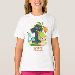 Personalisiertes Dino Birthday Tshirt für Schwest