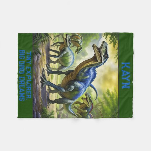 Personalisiertes Dino-Dschungelabenteuer Blanket Fleecedecke (Vorderseite (Horizontal))