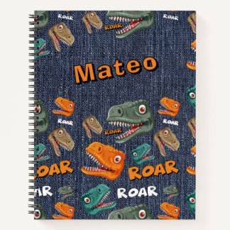 Personalisiertes Dinosaur Roar Name Notebook für J Notizblock