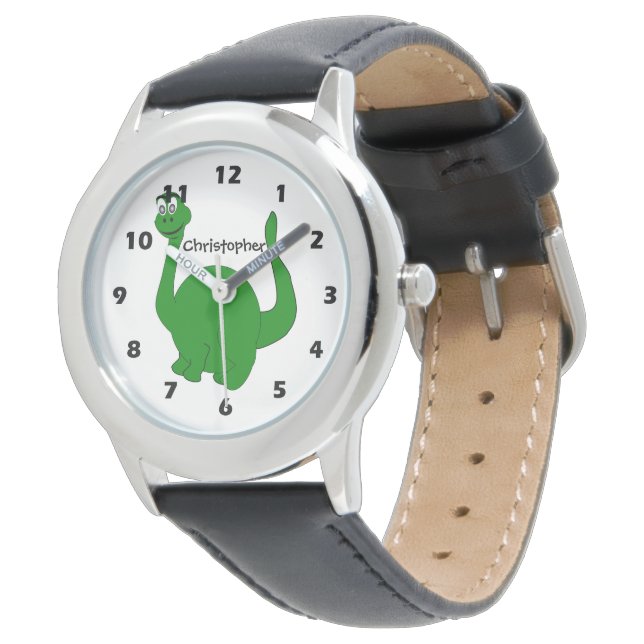 Personalisiertes Dinosaurier-Design Armbanduhr (Schrägansicht)