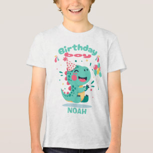 Personalisiertes Dinosaurier-Geburtstags-T-Shirt f Tri-Blend Shirt