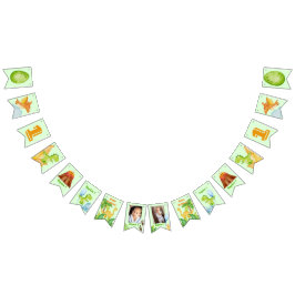 Personalisiertes Dinosaurier grün mit 2 Fotos Wimpelkette