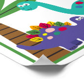 Personalisiertes Dinosaurier Kids Art Print Set Poster (Ecke)