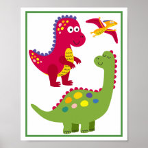 Personalisiertes Dinosaurier Kids Art Print Set