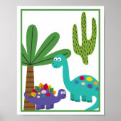 Personalisiertes Dinosaurier-Kinder-Kunststoffset Poster (Vorne)