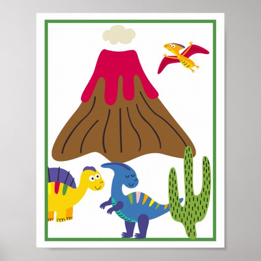 Personalisiertes Dinosaurier-Kinderkunst-Druckset Poster (Vorne)