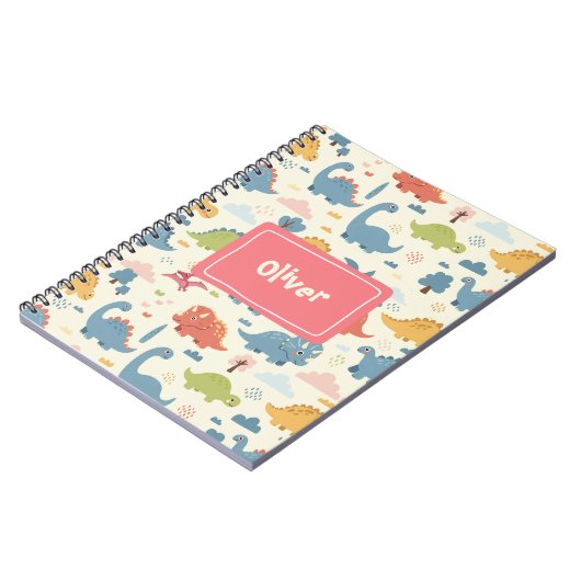 Personalisiertes Dinosaurier-Muster Notizblock (Linke Seite)