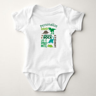 Personalisiertes Dinosaurier Rock Zitat Baby Showe Strampler