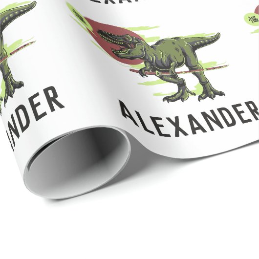 Personalisiertes Dinosaurierpapier Geschenkpapier (Rolleneckpunkt)
