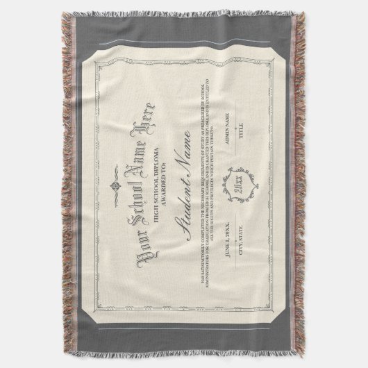 Personalisiertes Diplom Traditionelle Kohle Decke (Vorderseite Vertikal)