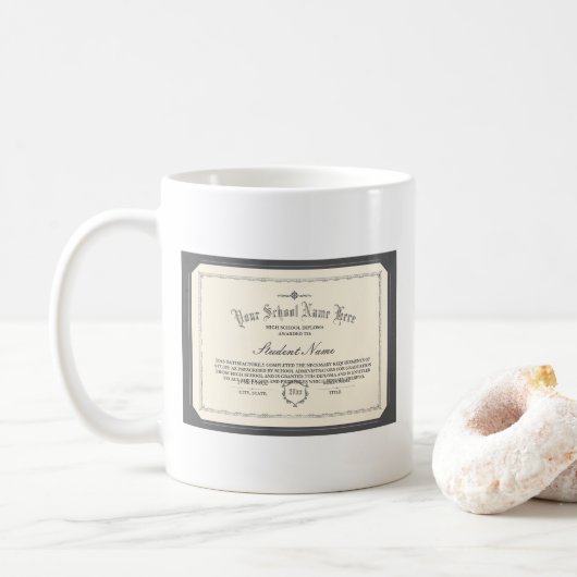 Personalisiertes Diplom Traditionelle Kohle Kaffeetasse (Mit Donut)