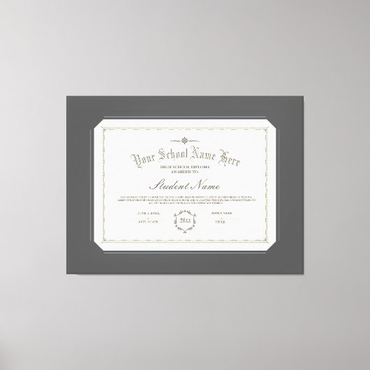 Personalisiertes Diplom Traditionelle Kohle Leinwanddruck (Vorderseite)