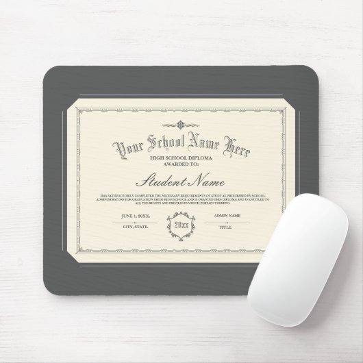 Personalisiertes Diplom Traditionelle Kohle Mousepad (Mit Mouse)