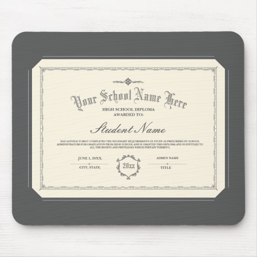 Personalisiertes Diplom Traditionelle Kohle Mousepad (Vorne)