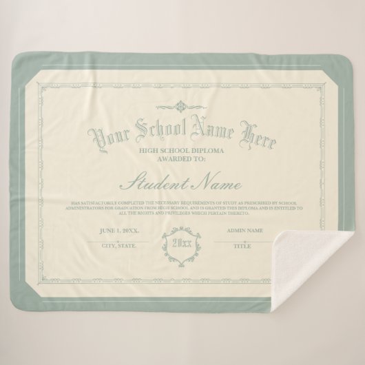 Personalisiertes Diplom Traditionelles weiches Grü Sherpadecke (Vorderseite (Horizontal))