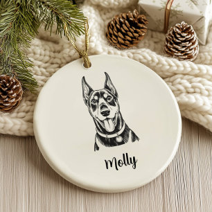 Personalisiertes Dobermann-Hund-Weihnachten Keramik Ornament
