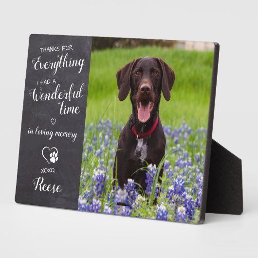 Personalisiertes Dog-Memorial für das Tier-Verlust Fotoplatte (Seite)